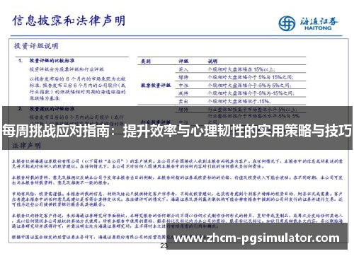 每周挑战应对指南:提升效率与心理韧性的实用策略与技巧 每周挑战应对指南:提升效率与心理韧性的实用策略与技巧